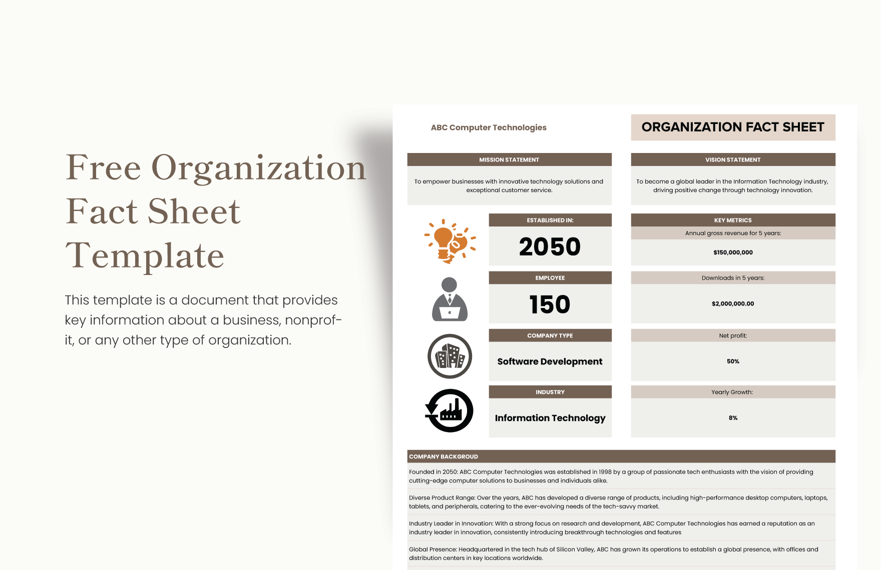 Organization Fact Sheet Template