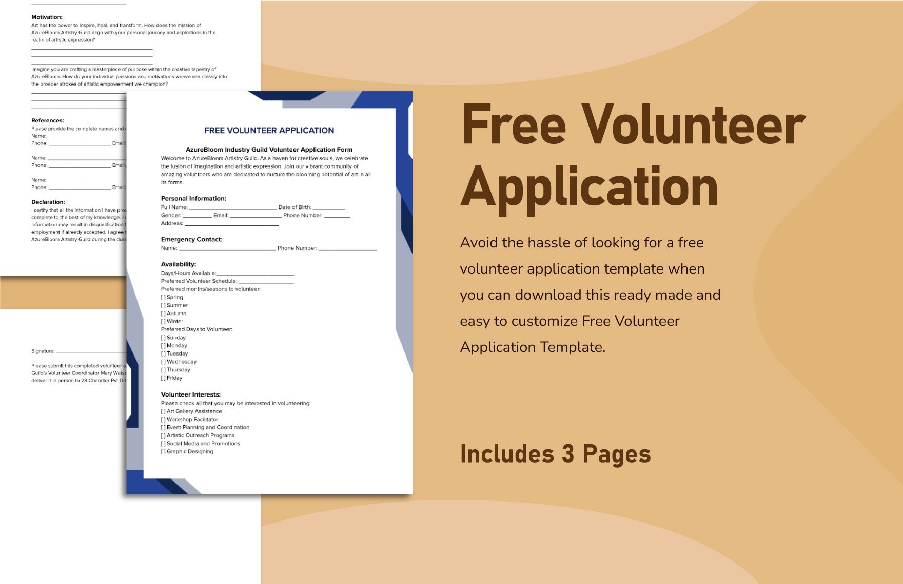 Free Volunteer Application Template
