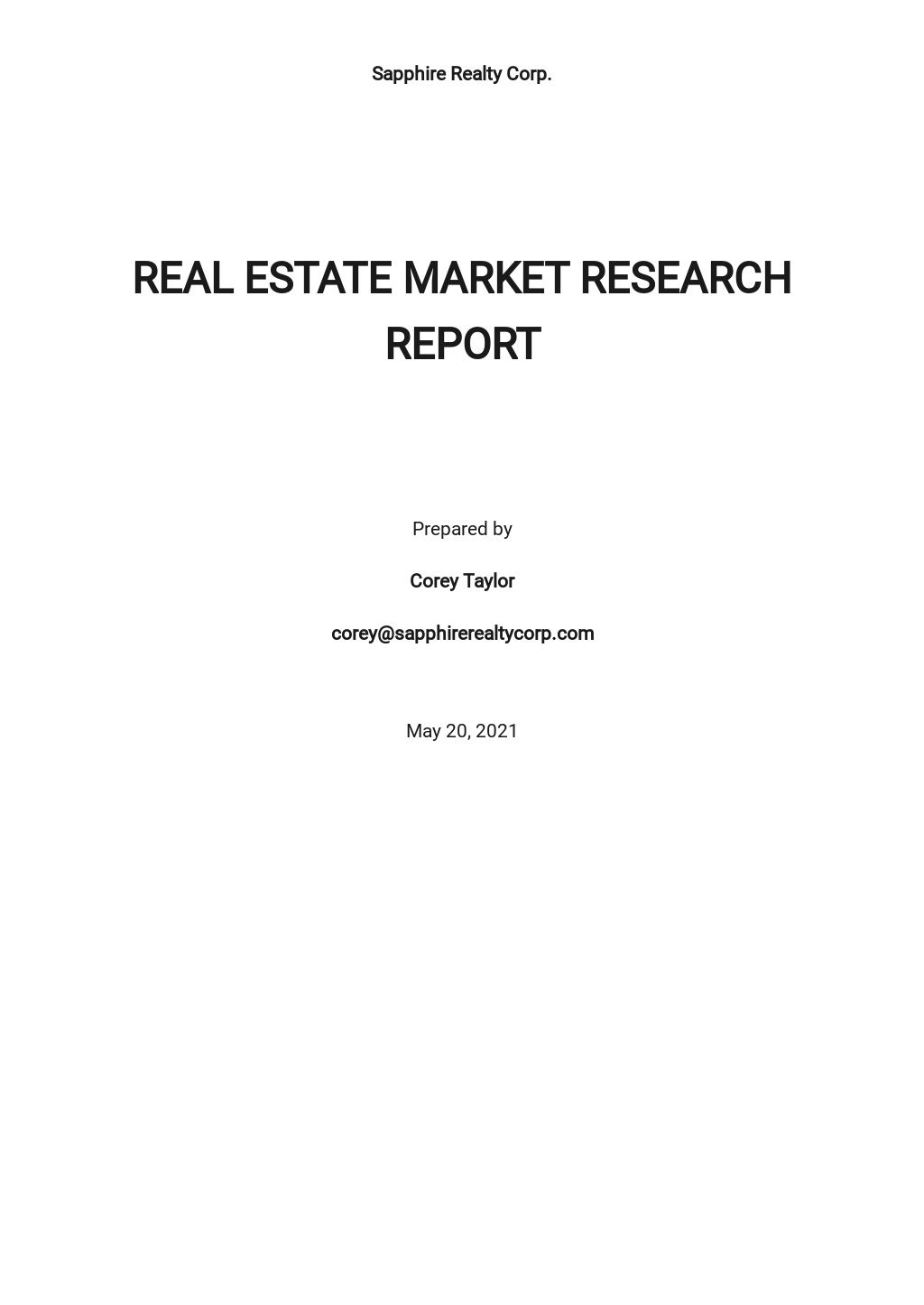 Research Report Cover Page Template Google Docs, Word