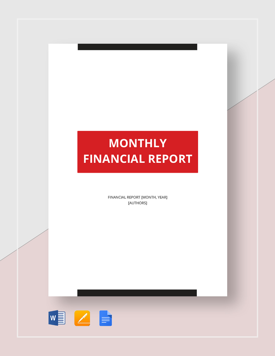 Monthly Financial Report Template Google Docs Word Apple Pages 