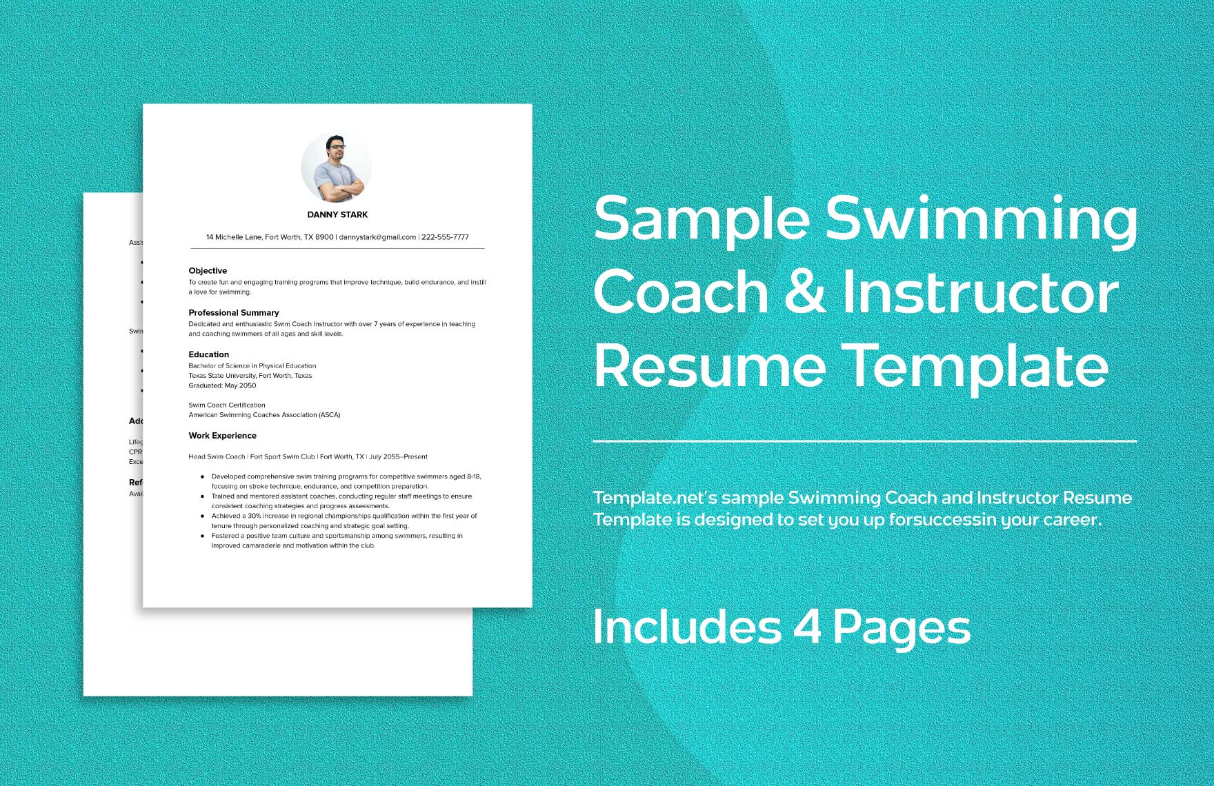 Sample Swimming Coach & Instructor Resume Template
