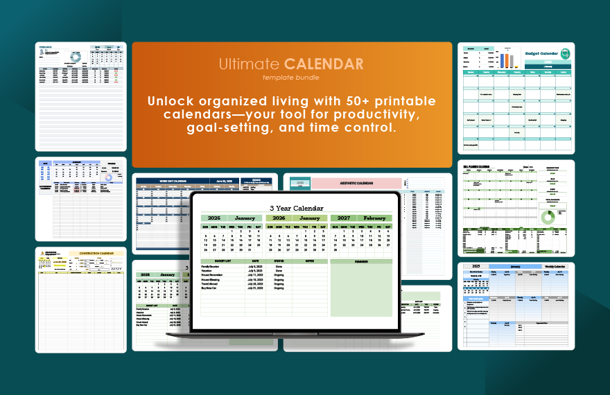 50+ Ultimate Calendar Template Bundle