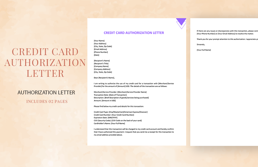 Credit Card Authorization Letter