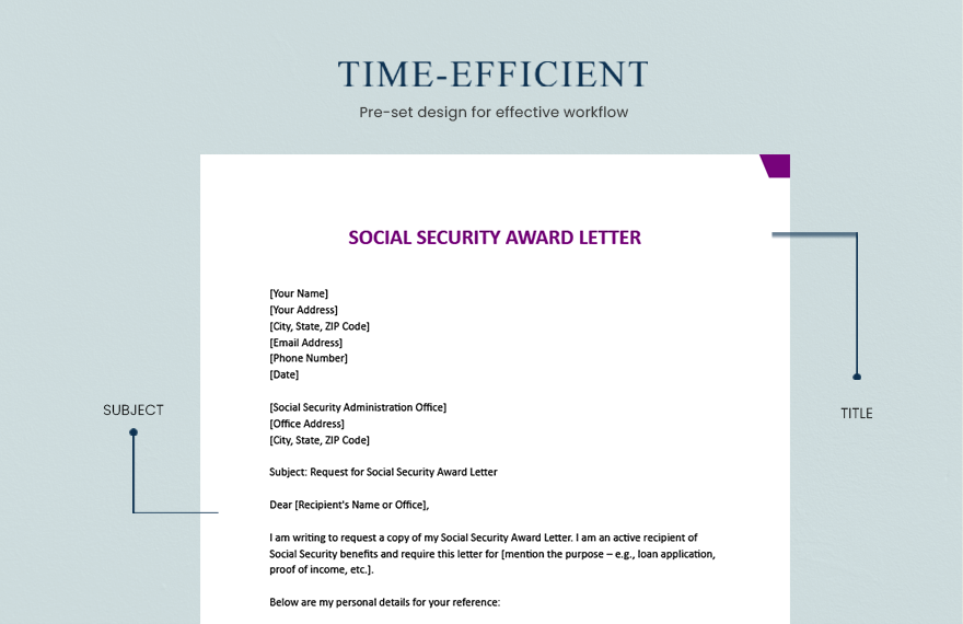 Social Security Award Letter in Word, Google Docs, Pages Download