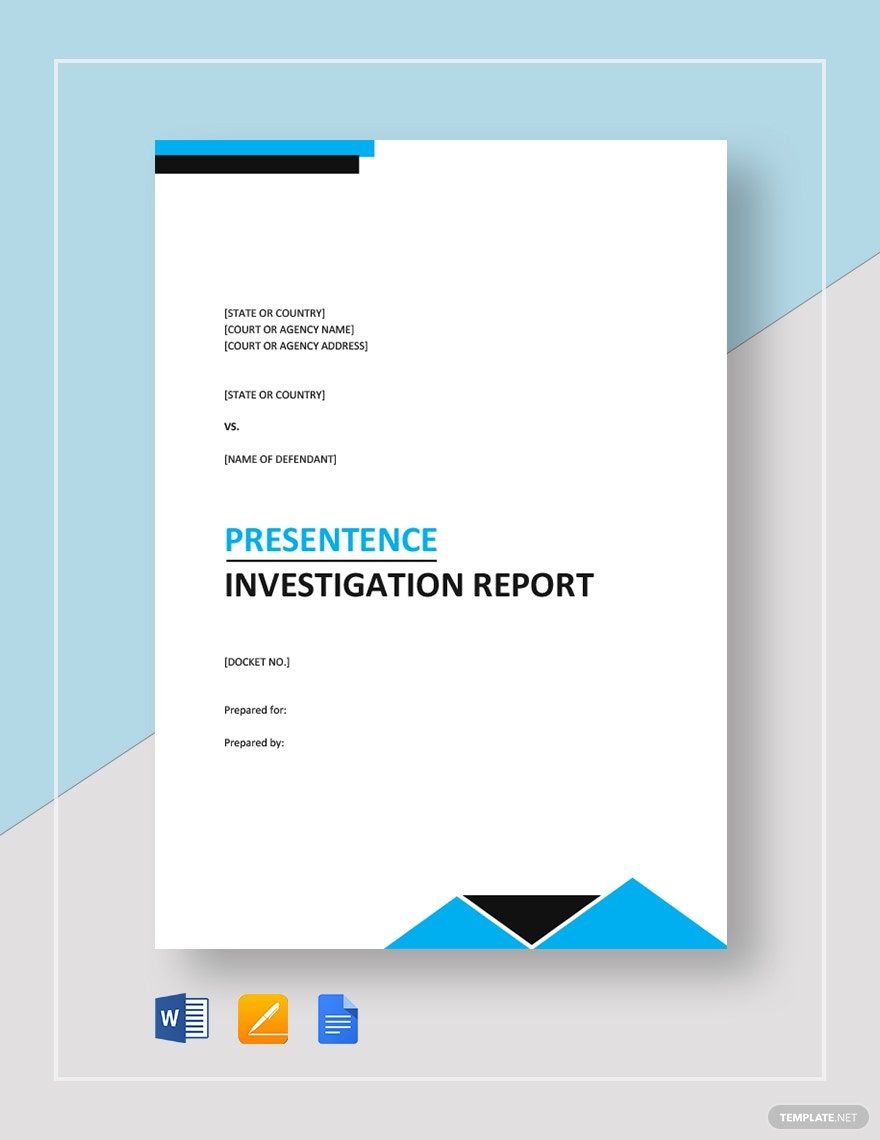 Presentence Investigation Report Template in Word, Google Docs, Apple Pages