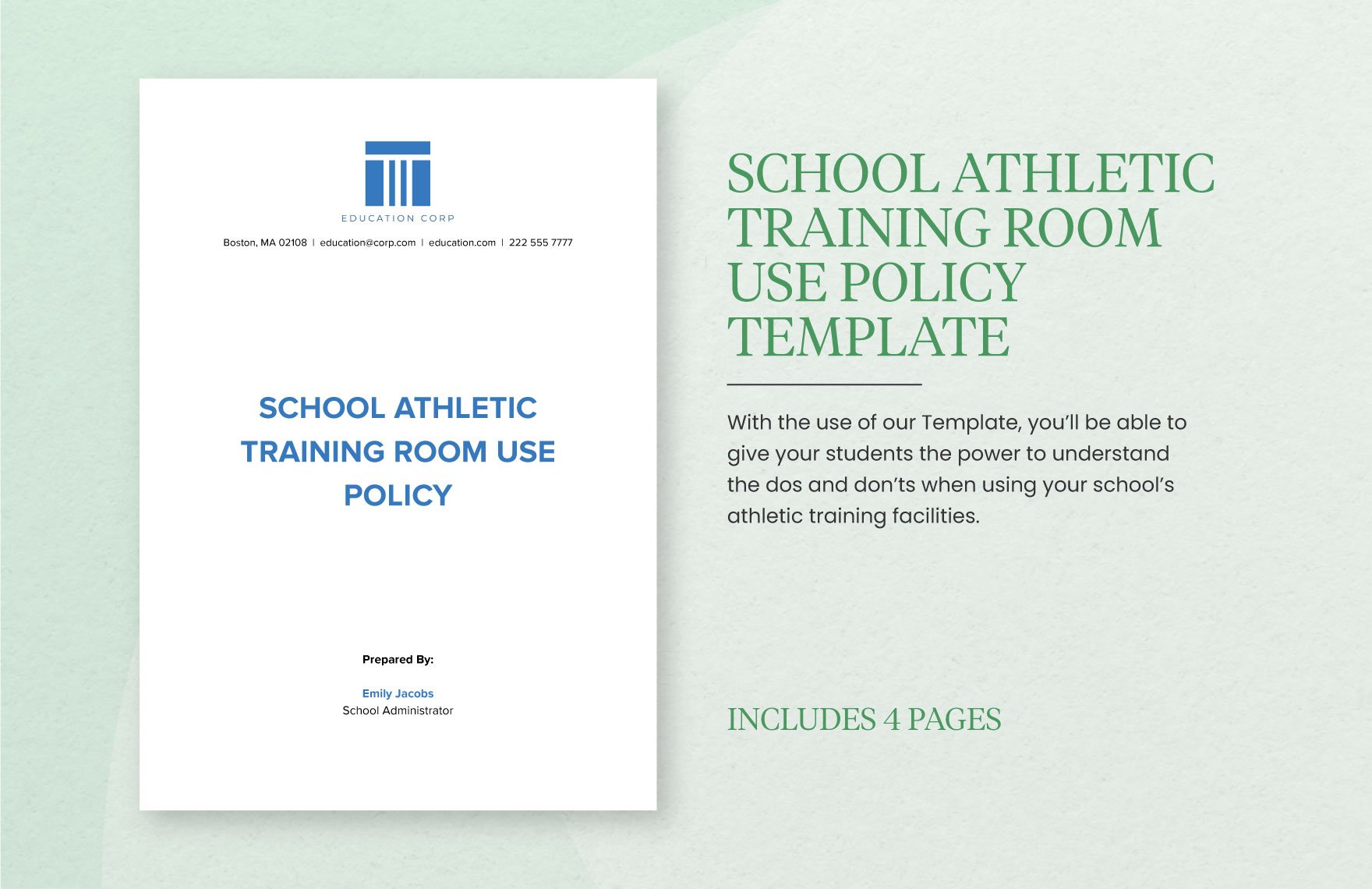 School Athletic Training Room Use Policy Template
