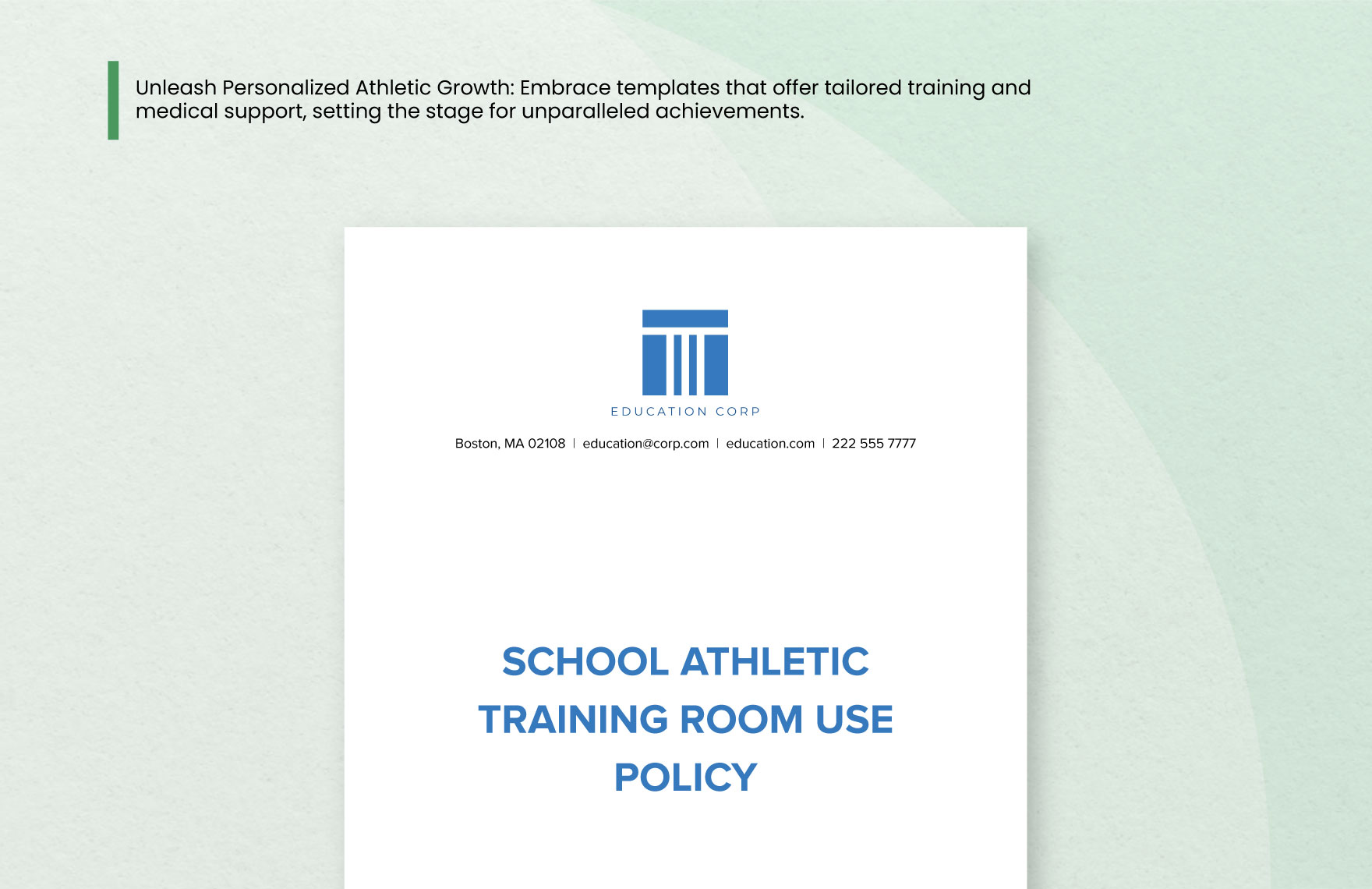 School Athletic Training Room Use Policy Template