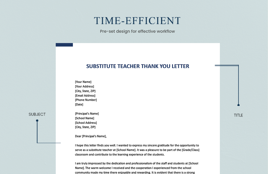 Substitute Teacher Thank You Letter