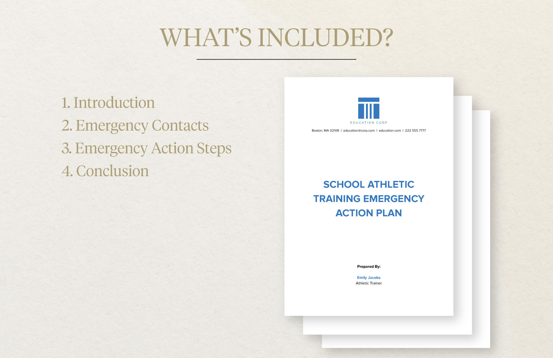 School Athletic Training Emergency Action Plan Template