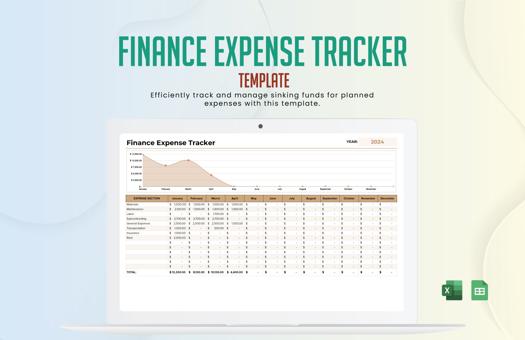 Finance Expense Tracker Template in Excel, Google Sheets