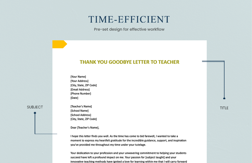 Thank You Goodbye Letter To Teacher