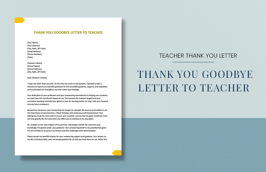 Free Thank You Goodbye Letter To Teacher Download In Word Google 