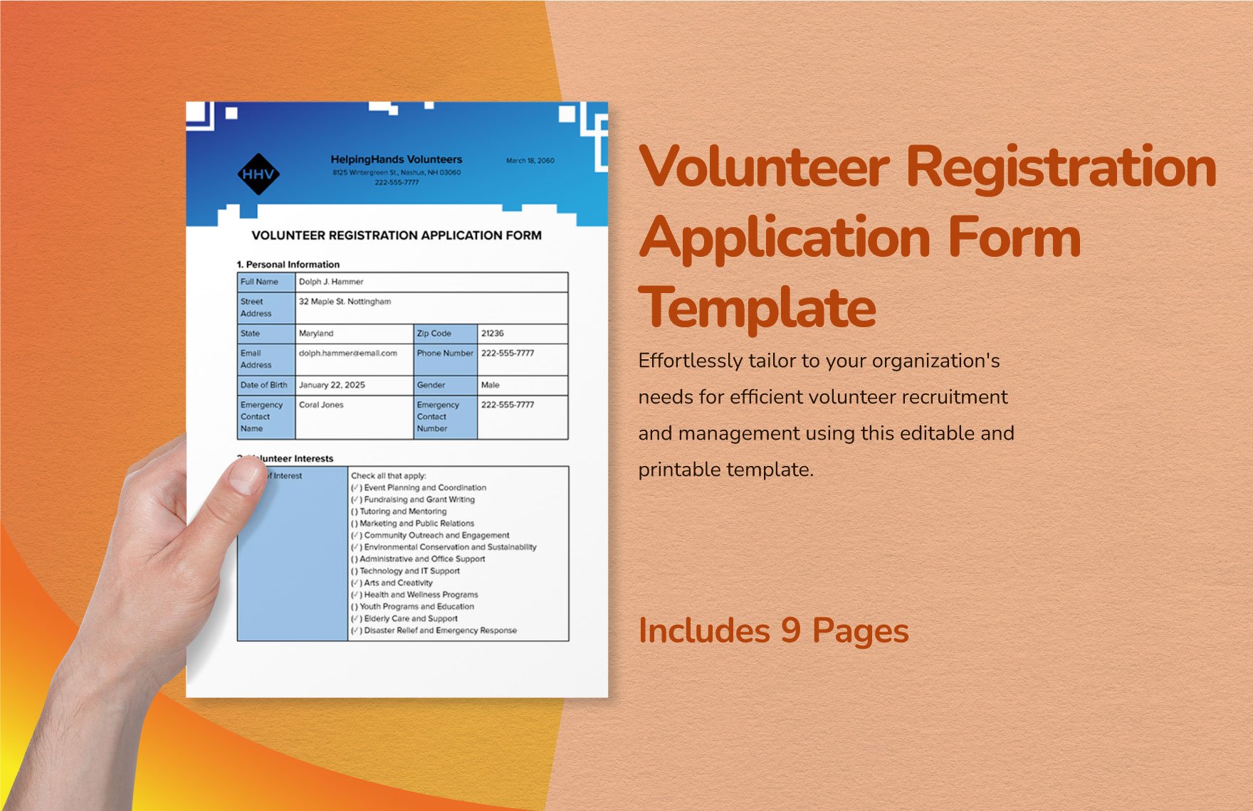 Volunteer Registration Application Form Template