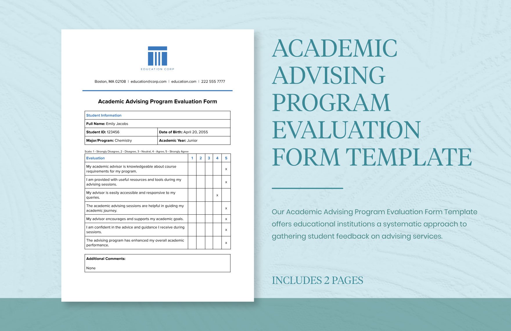 Academic Advising Program Evaluation Form Template