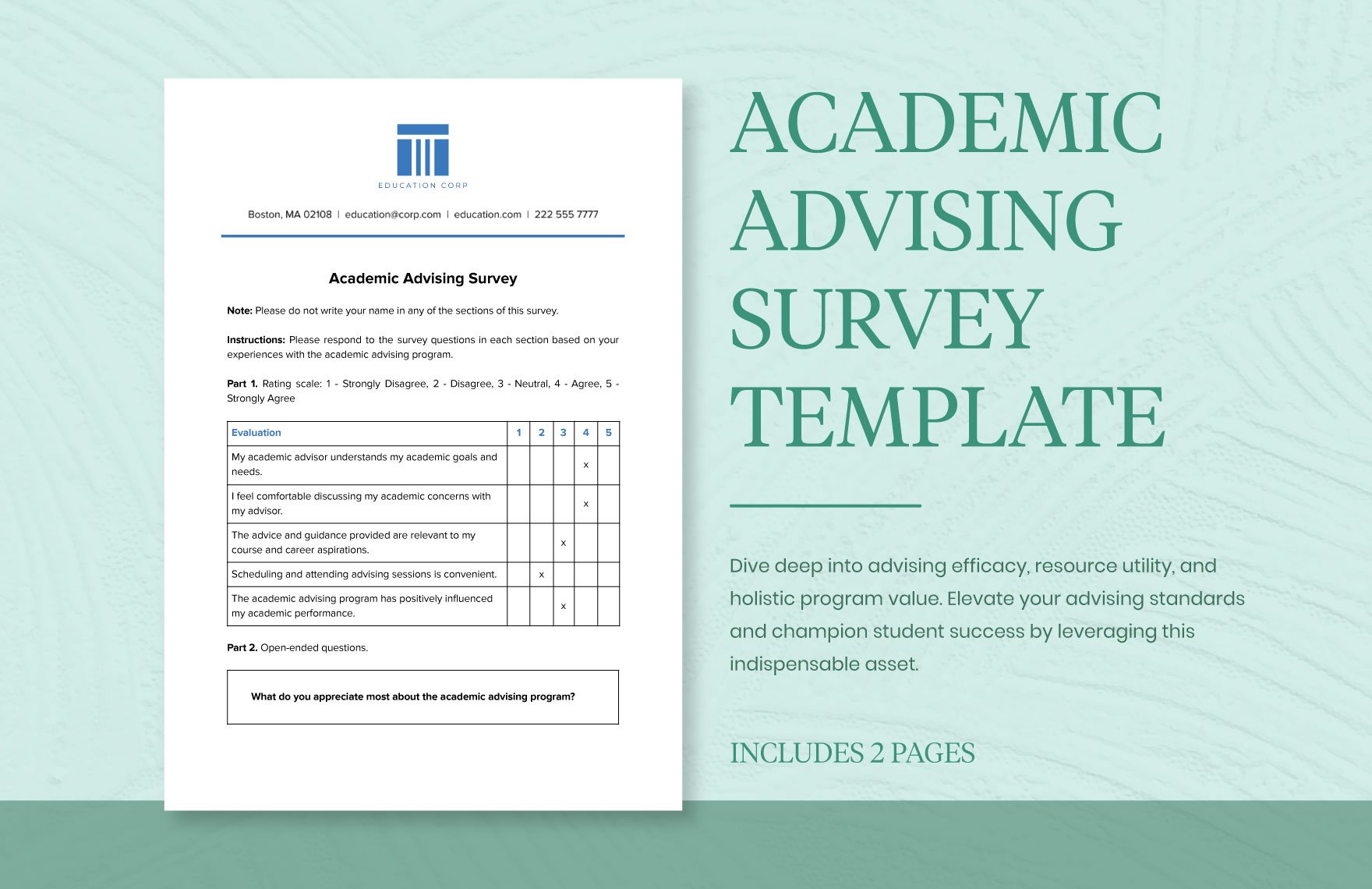 Academic Advising Survey Template