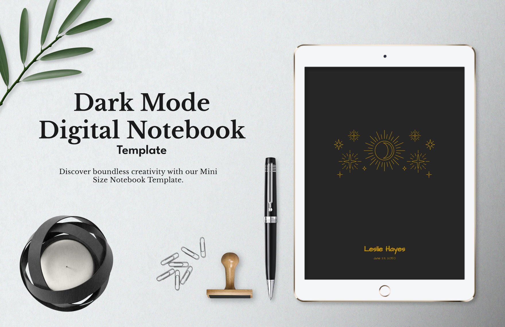 Free Dark Mode Digital Notebook Template