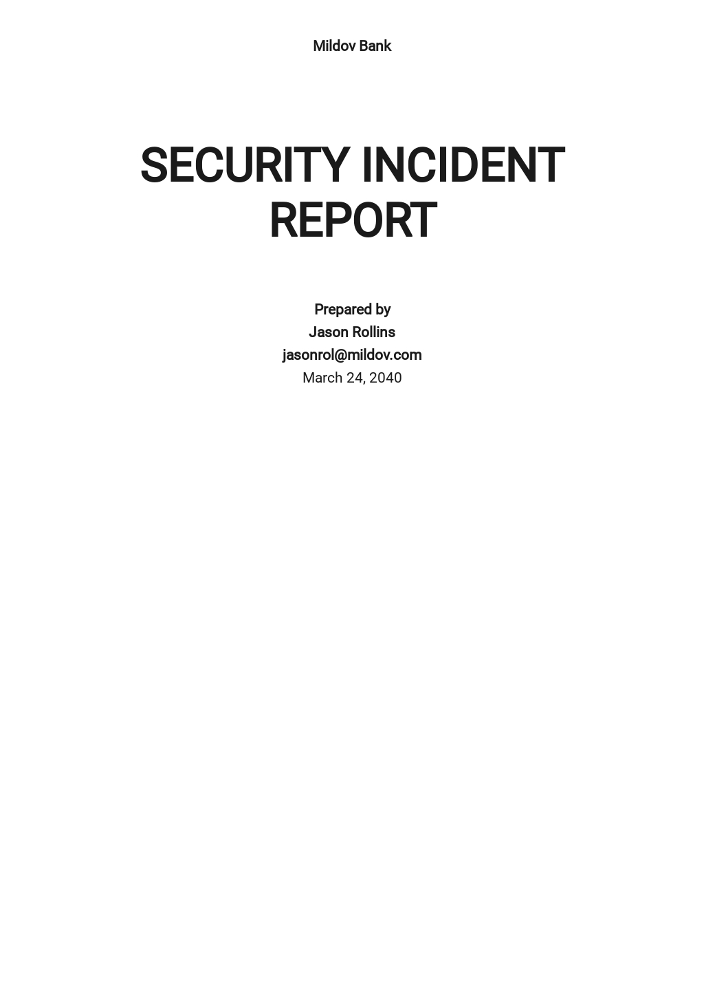 Security Guard Incident Report Template Word