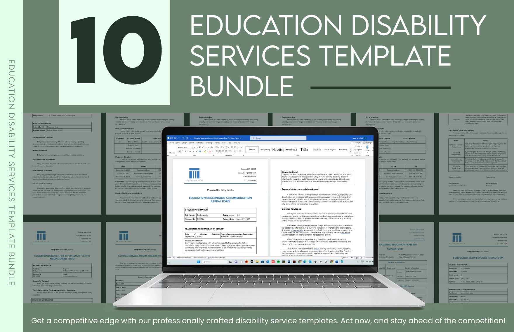 10 Education Disability Services Template Bundle