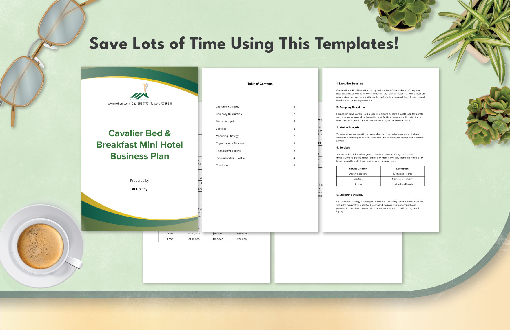 Mini Hotel Bed and Breakfast Business Plan Sample Template