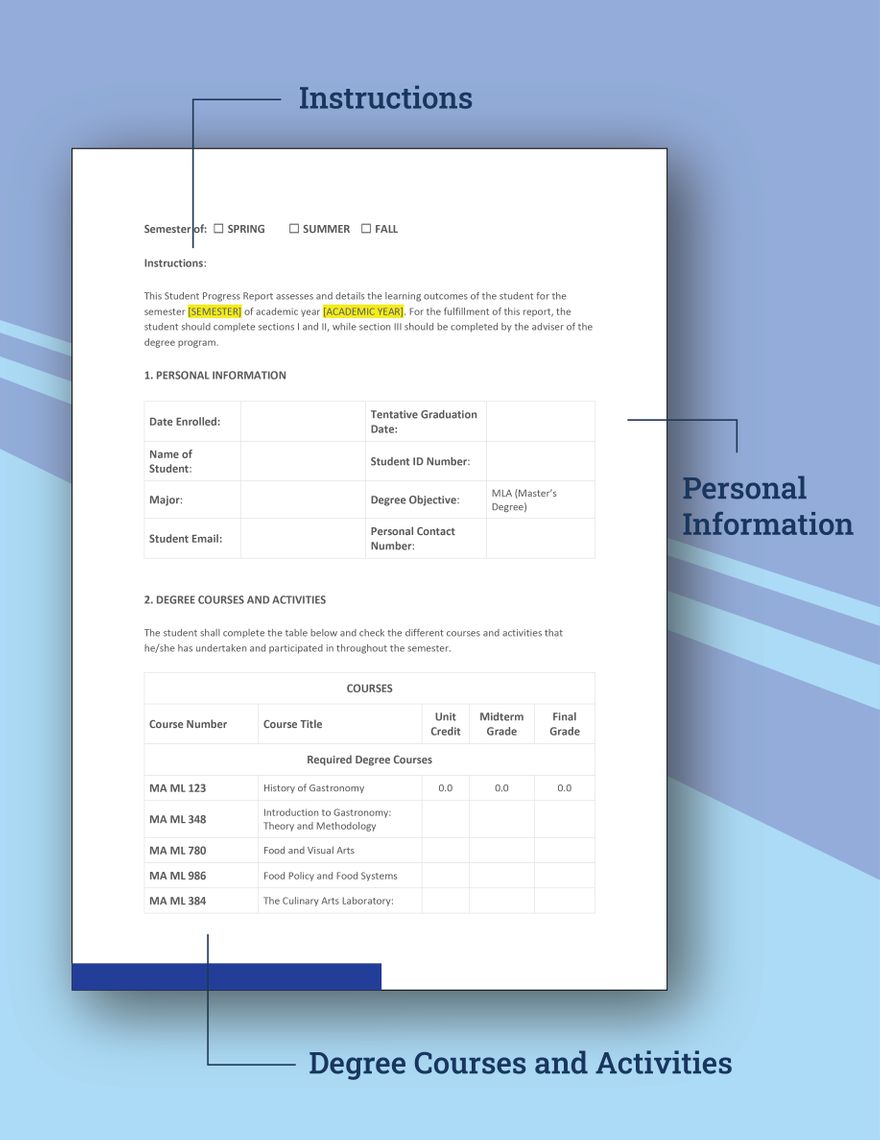 Student Progress Report Template Download in Word, Google Docs, Apple