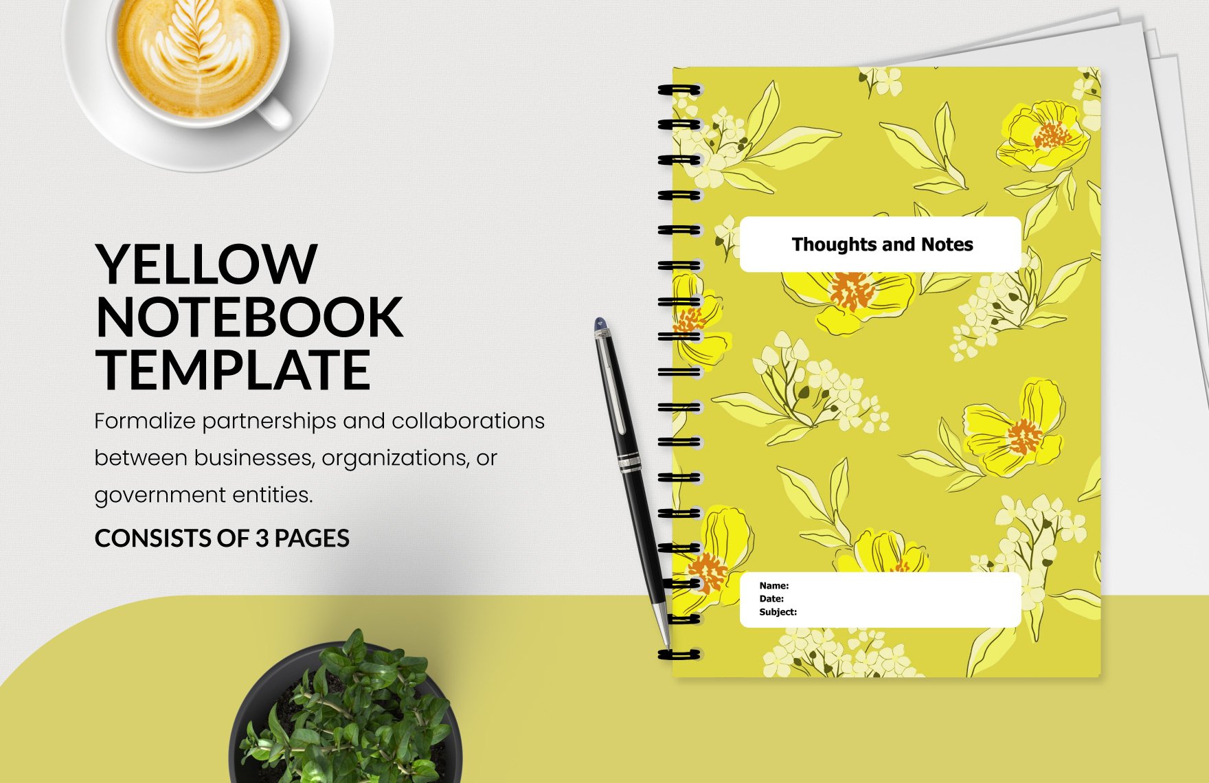Yellow Notebook Template  in Word, Google Docs, PDF