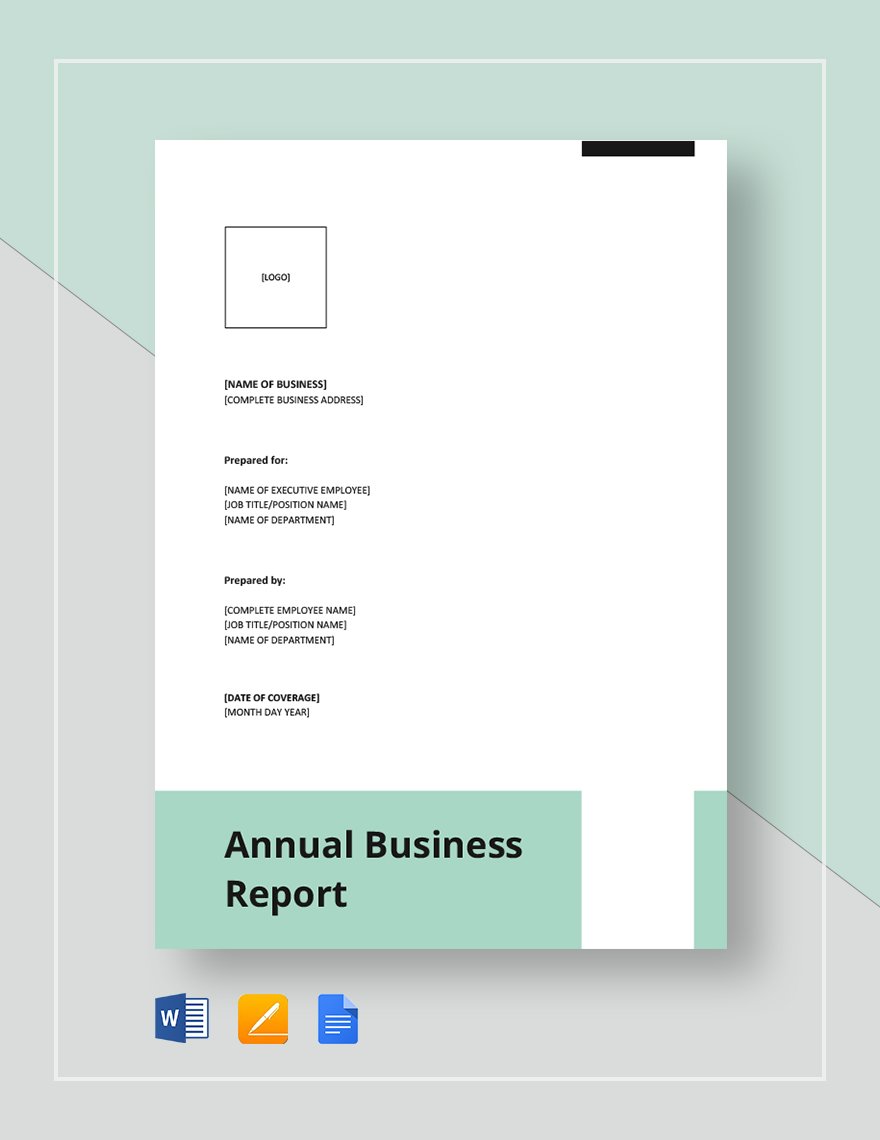 Annual Business Report Template Google Docs, Word