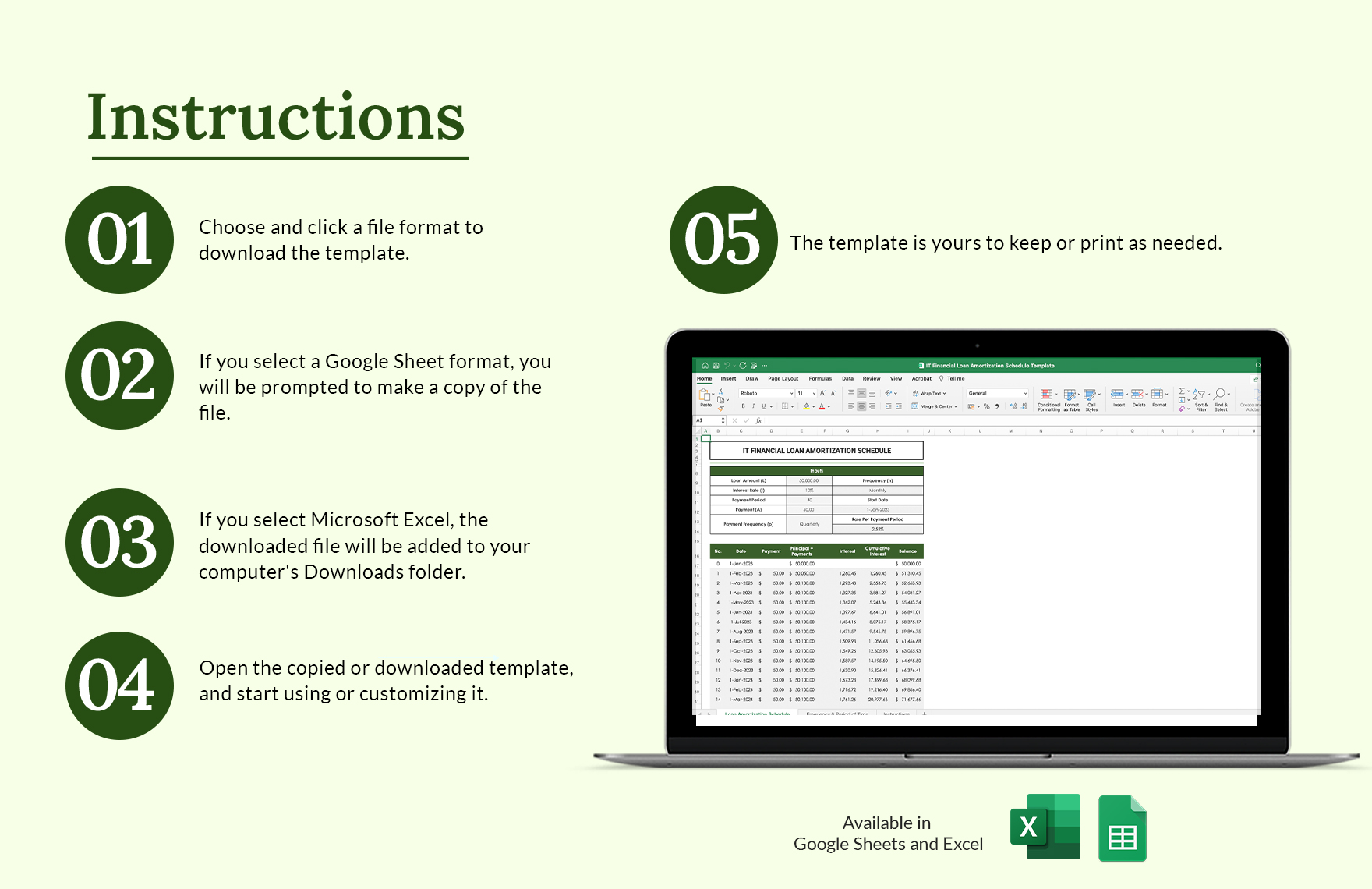 IT Financial Loan Amortization Schedule Template