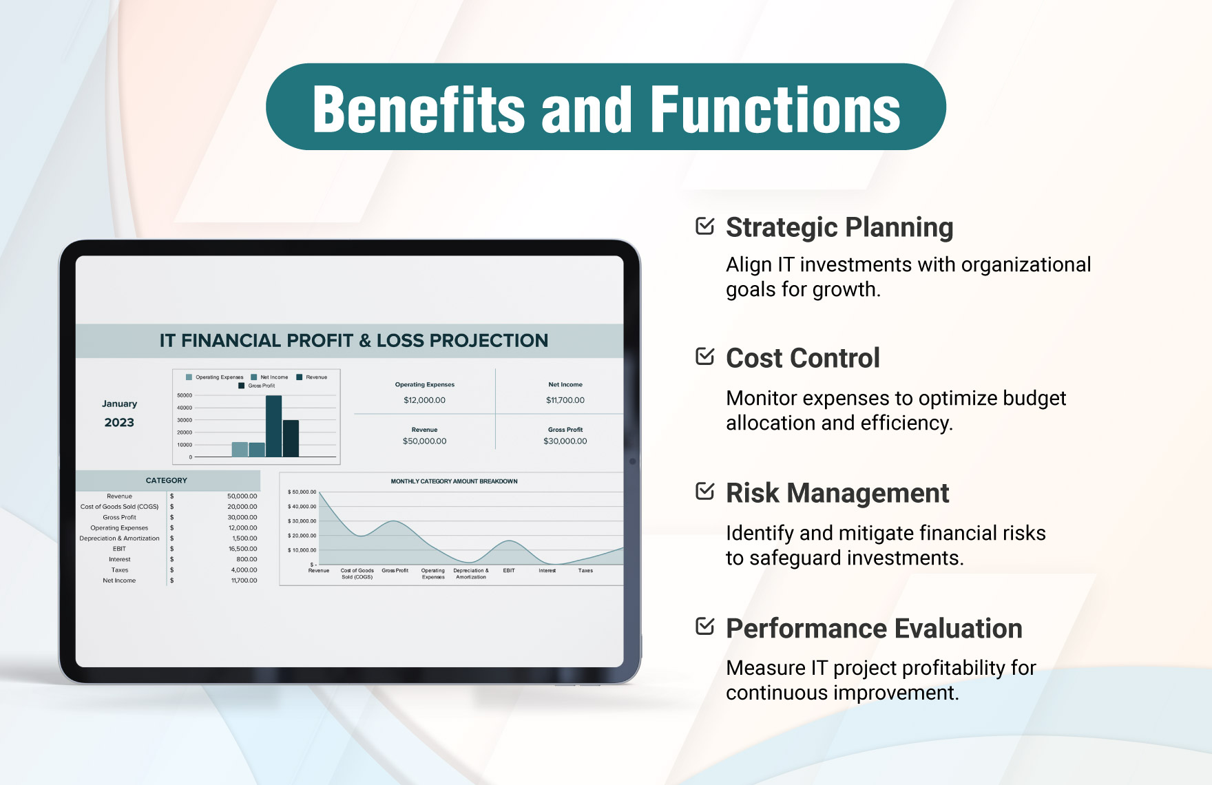 IT Financial Profit & Loss Projection Template