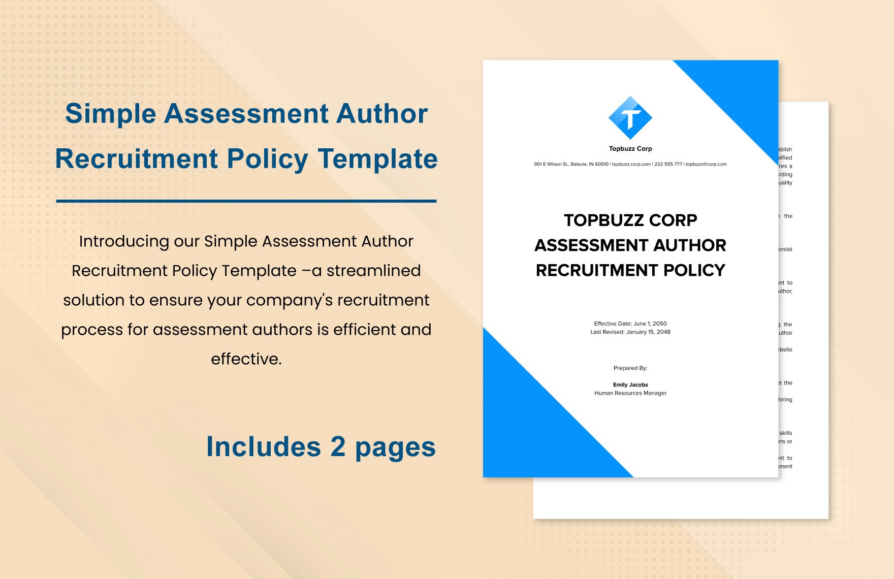 Simple Assessment Author Recruitment Policy Template