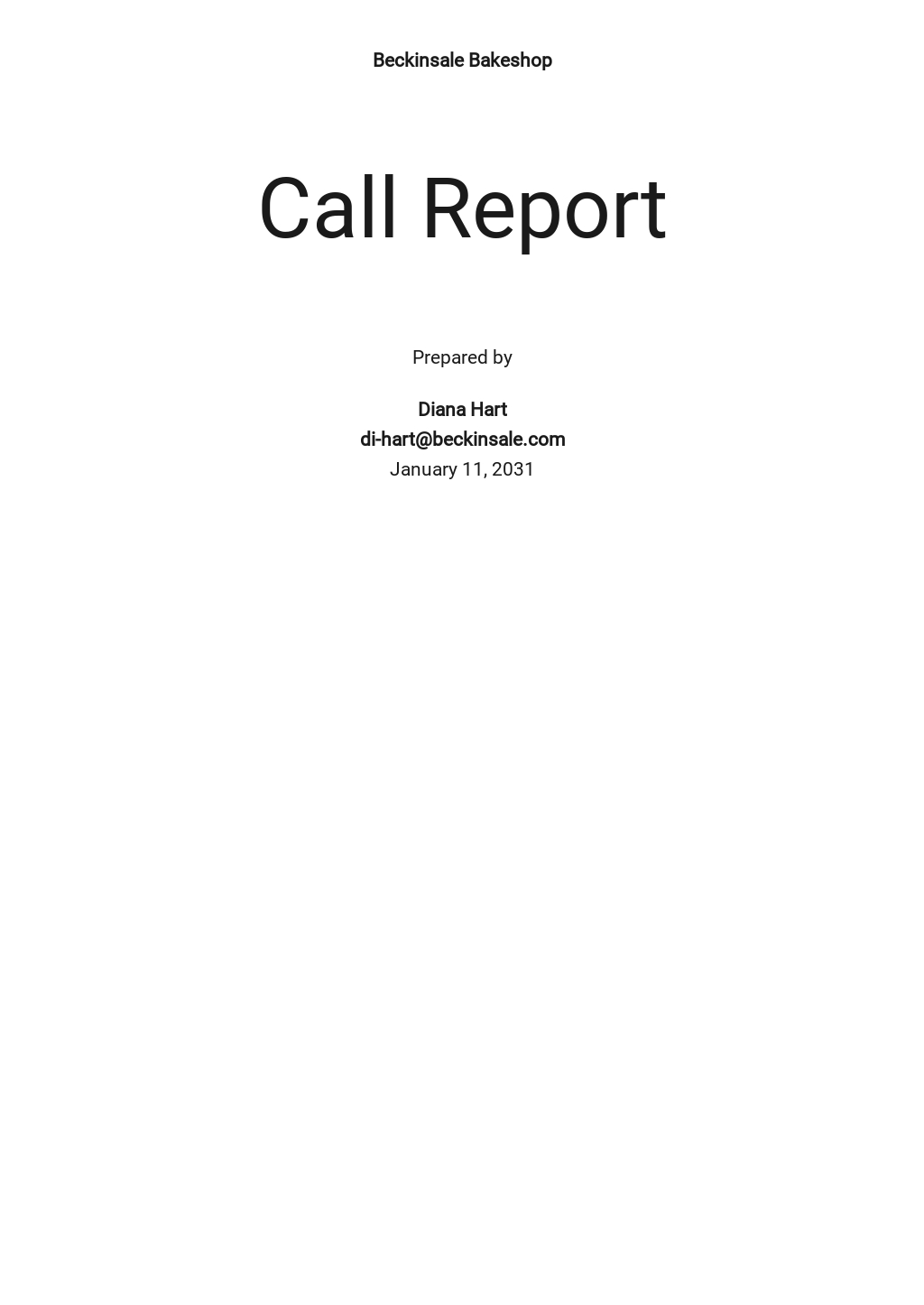 Sales Call Report Template Google Docs, Word