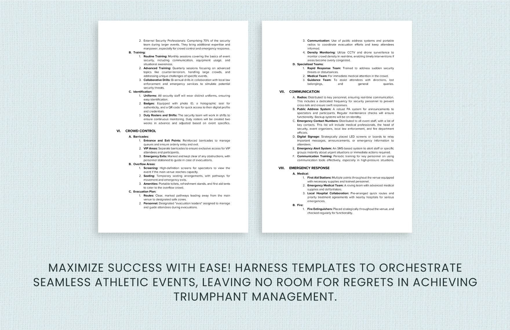 School Athletic Event Security Plan Template