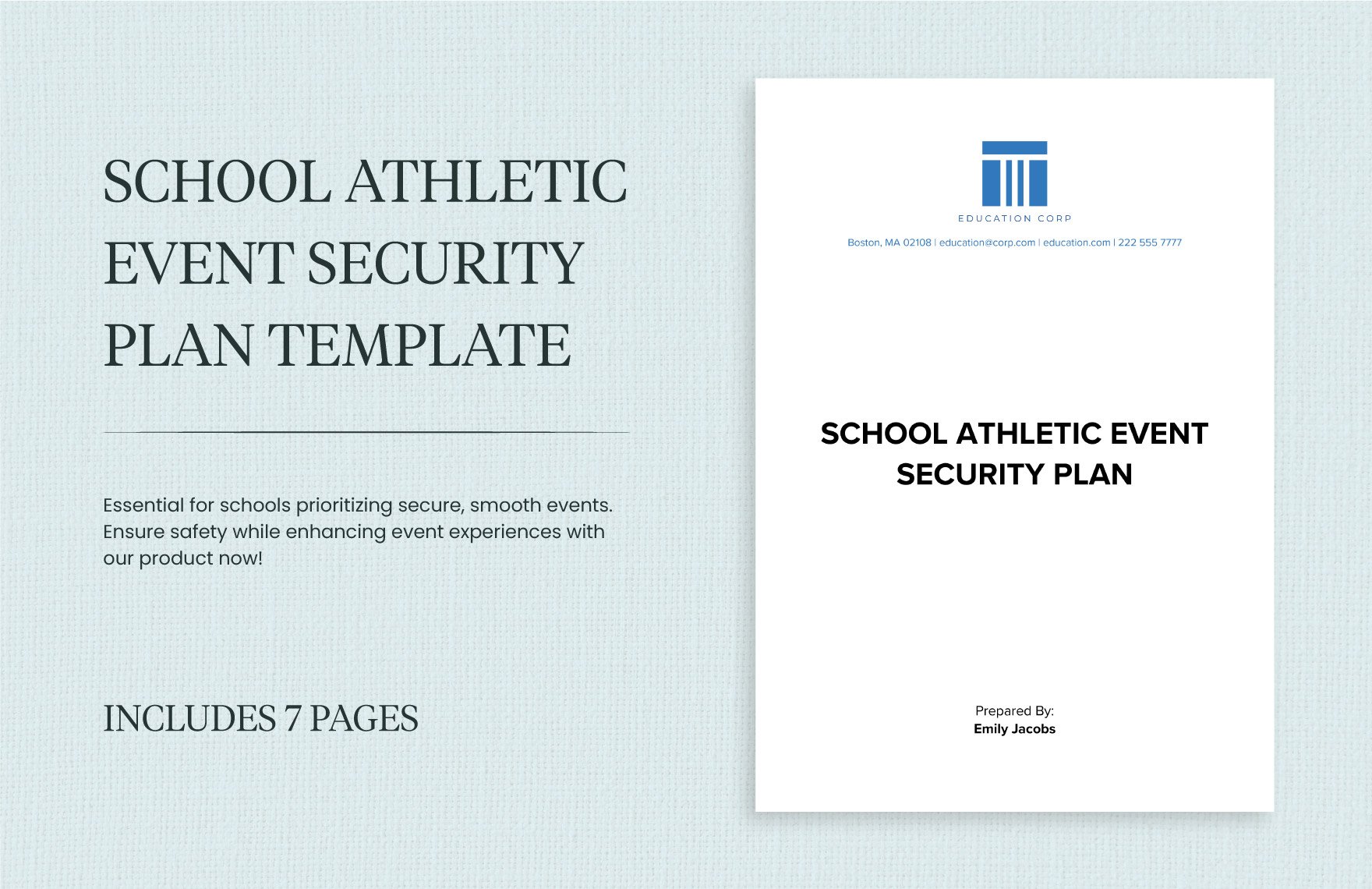 School Athletic Event Security Plan Template in Word, Google Docs, PDF