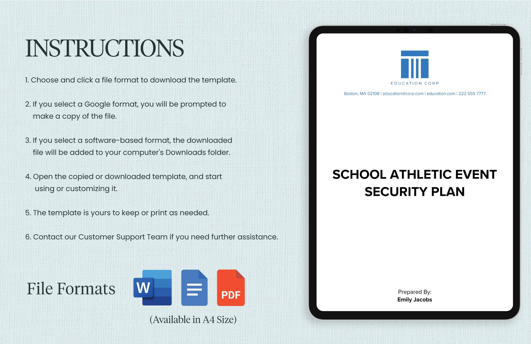 School Athletic Event Security Plan Template
