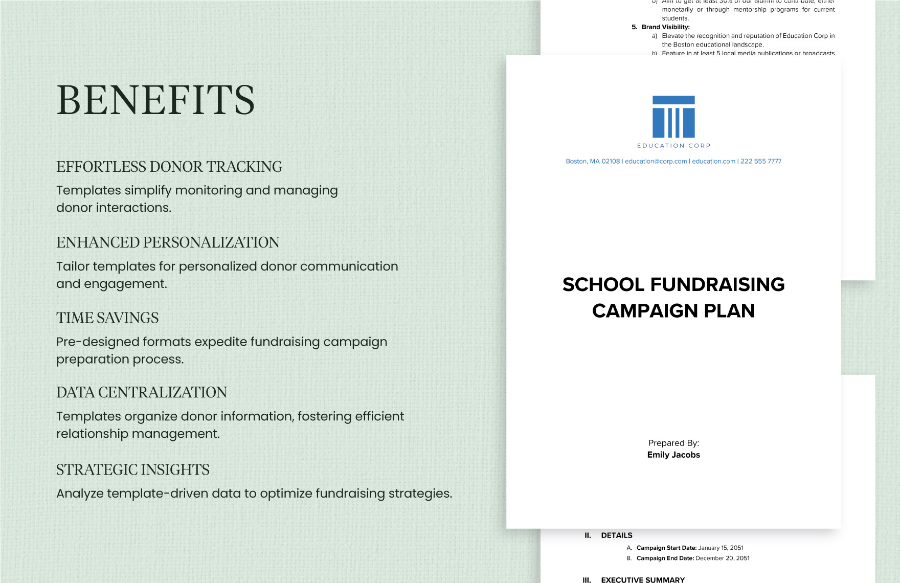 School Fundraising Campaign Plan Template