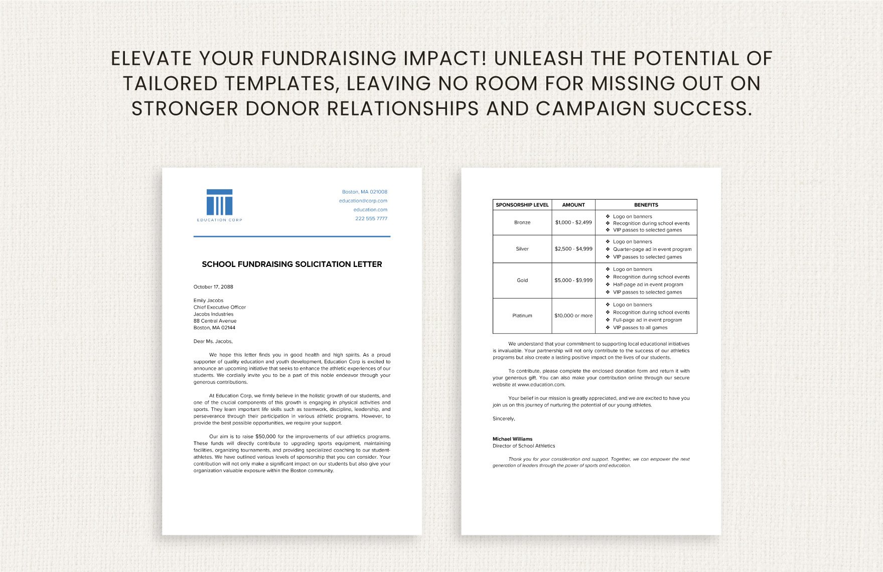 School Fundraising Solicitation Letter Template