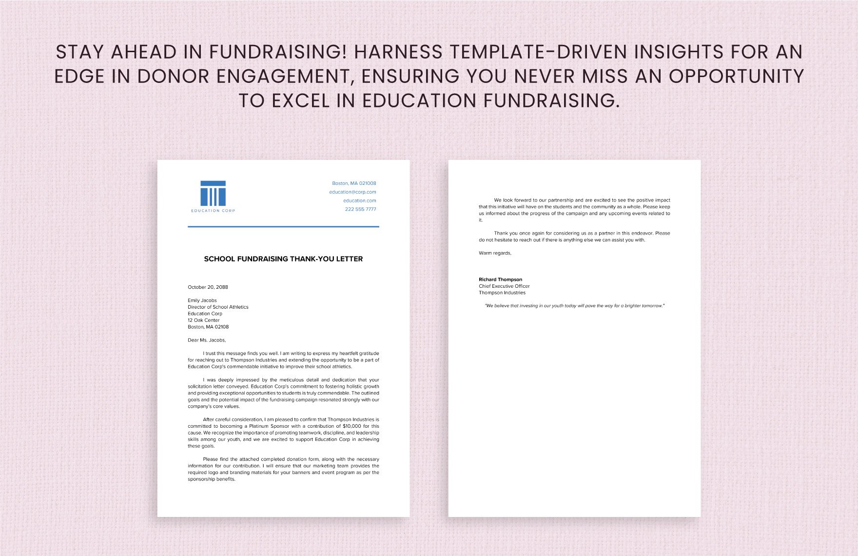School Fundraising ThankYou Letter Template