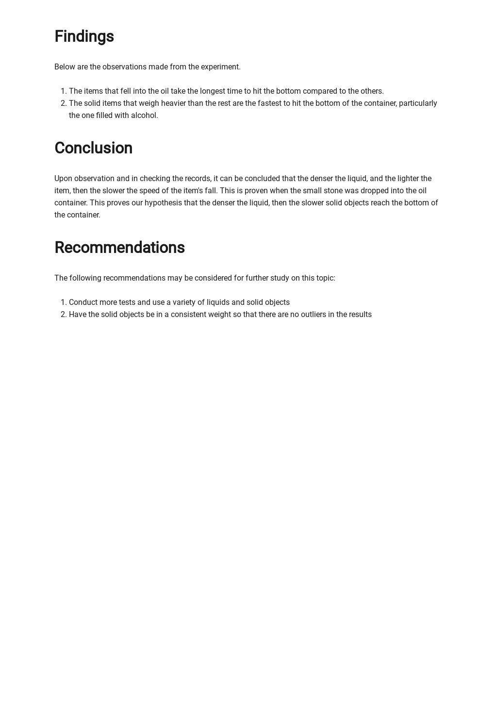 Chemistry Lab Report Template