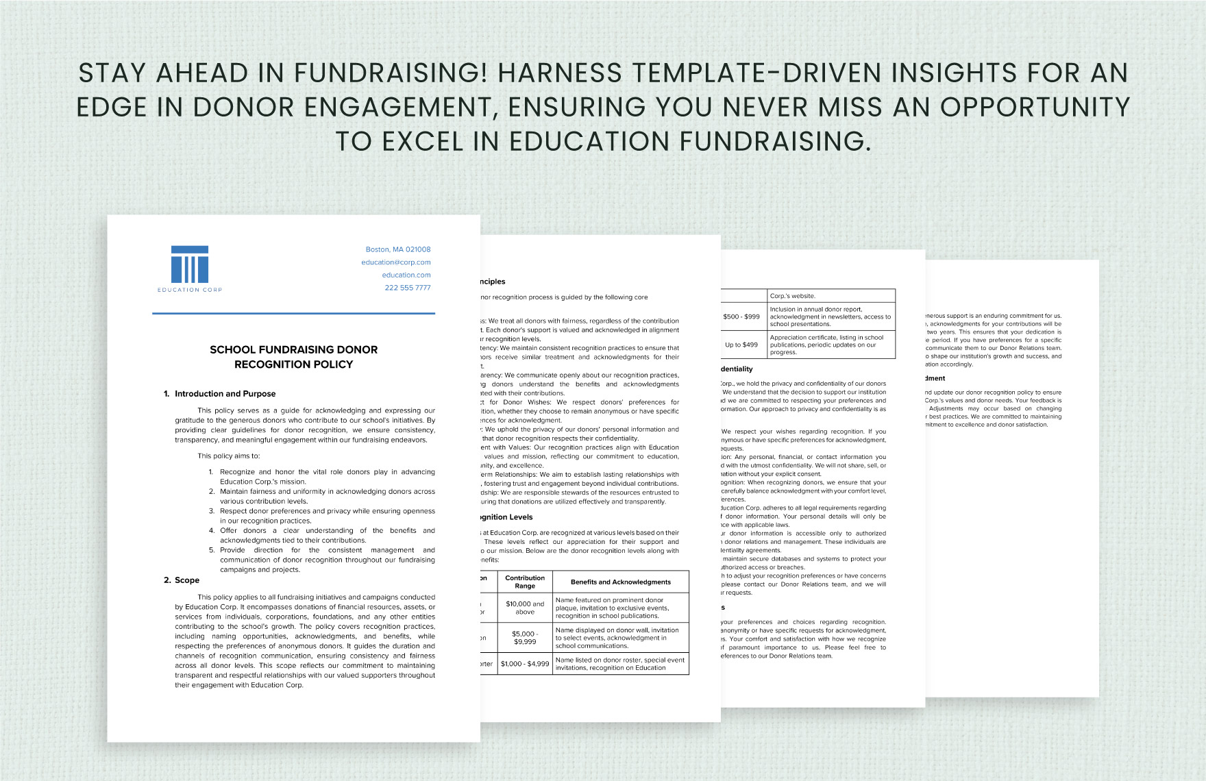 School Fundraising Donor Recognition Policy Template