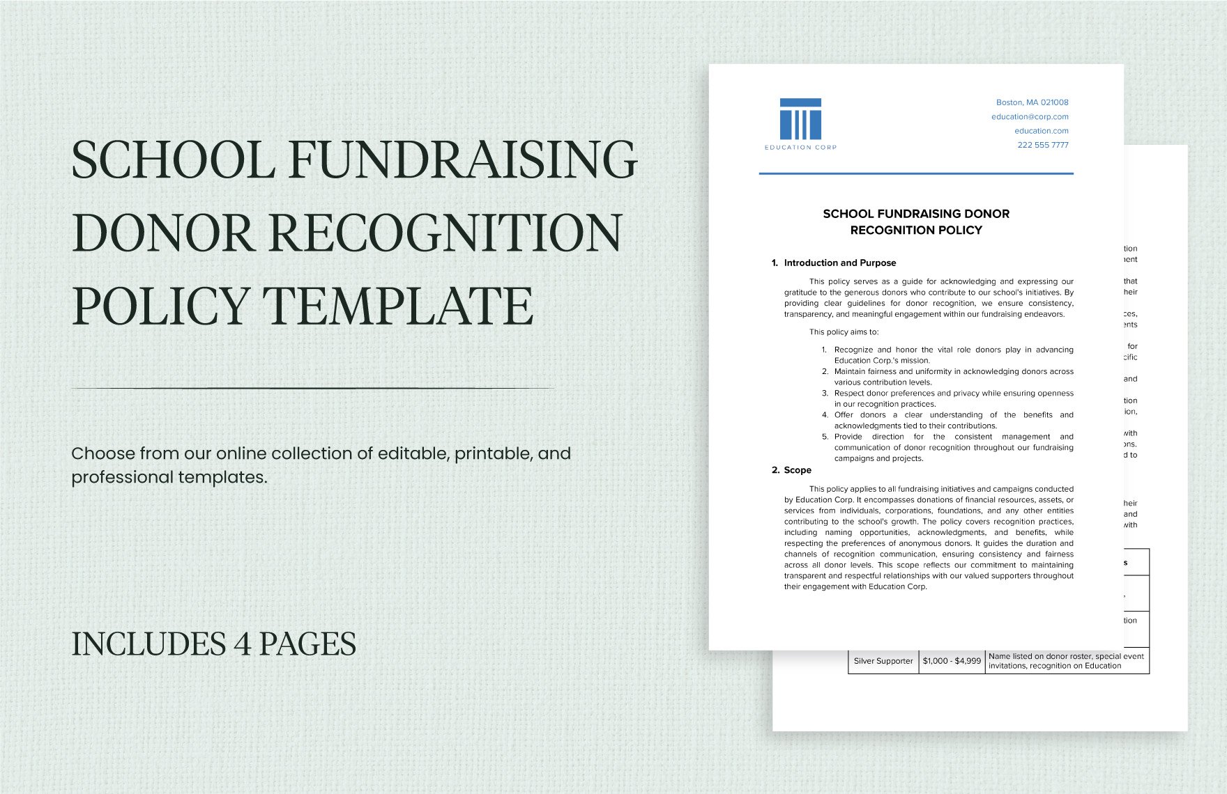 School Fundraising Donor Recognition Policy Template