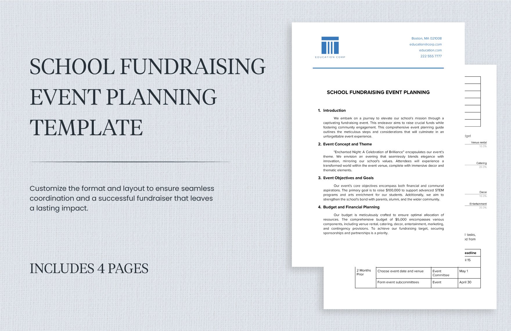 School Fundraising Event Planning Template