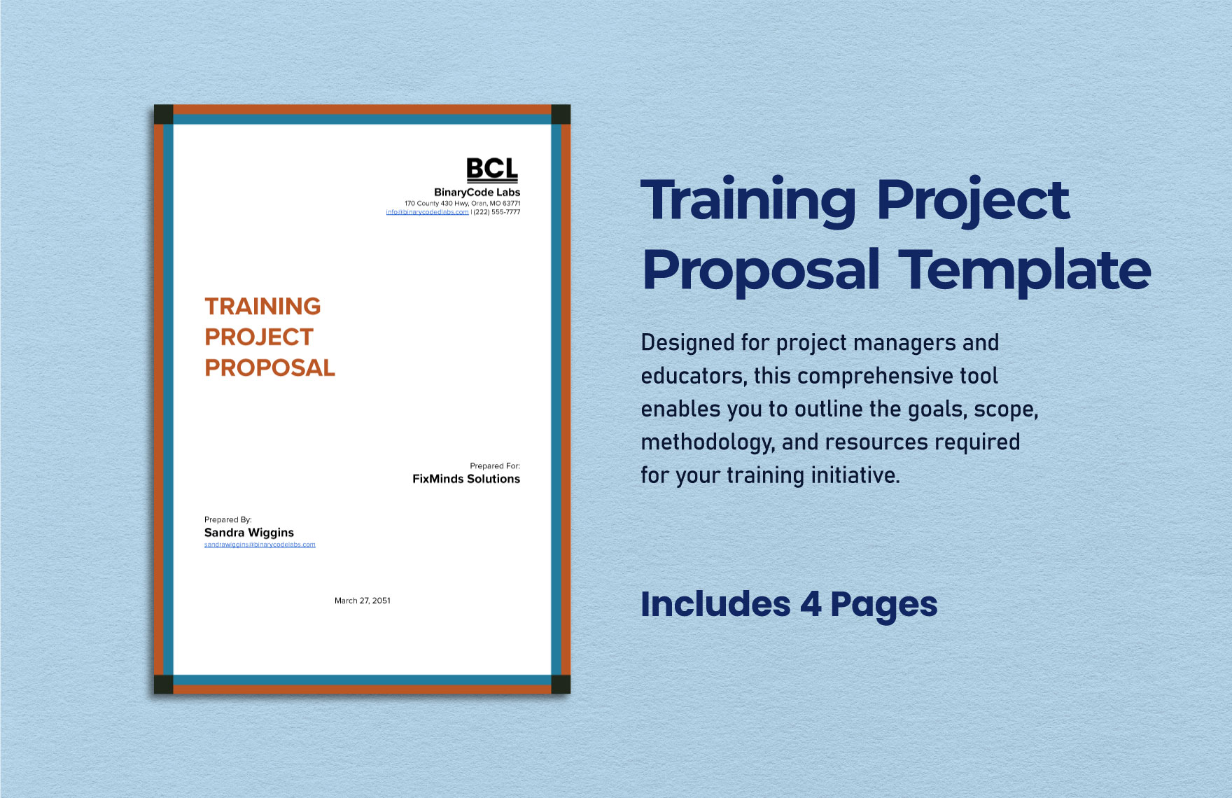 Training Project Proposal Template in Word, Google Docs, PDF