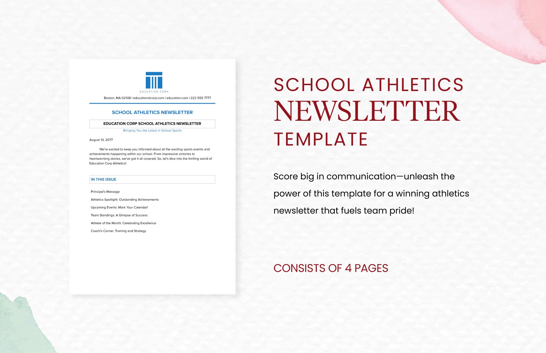 School Athletics Newsletter Template