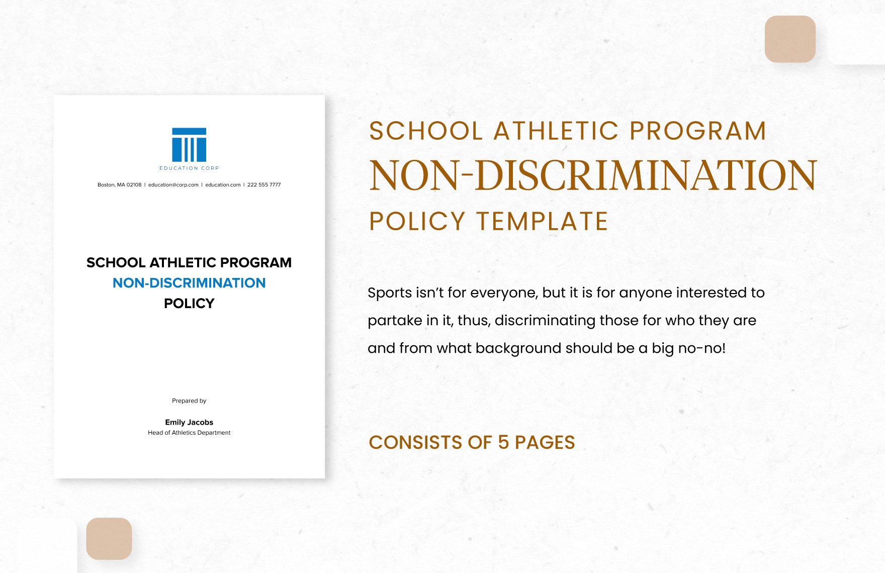 School Athletic Program Non-Discrimination Policy Template