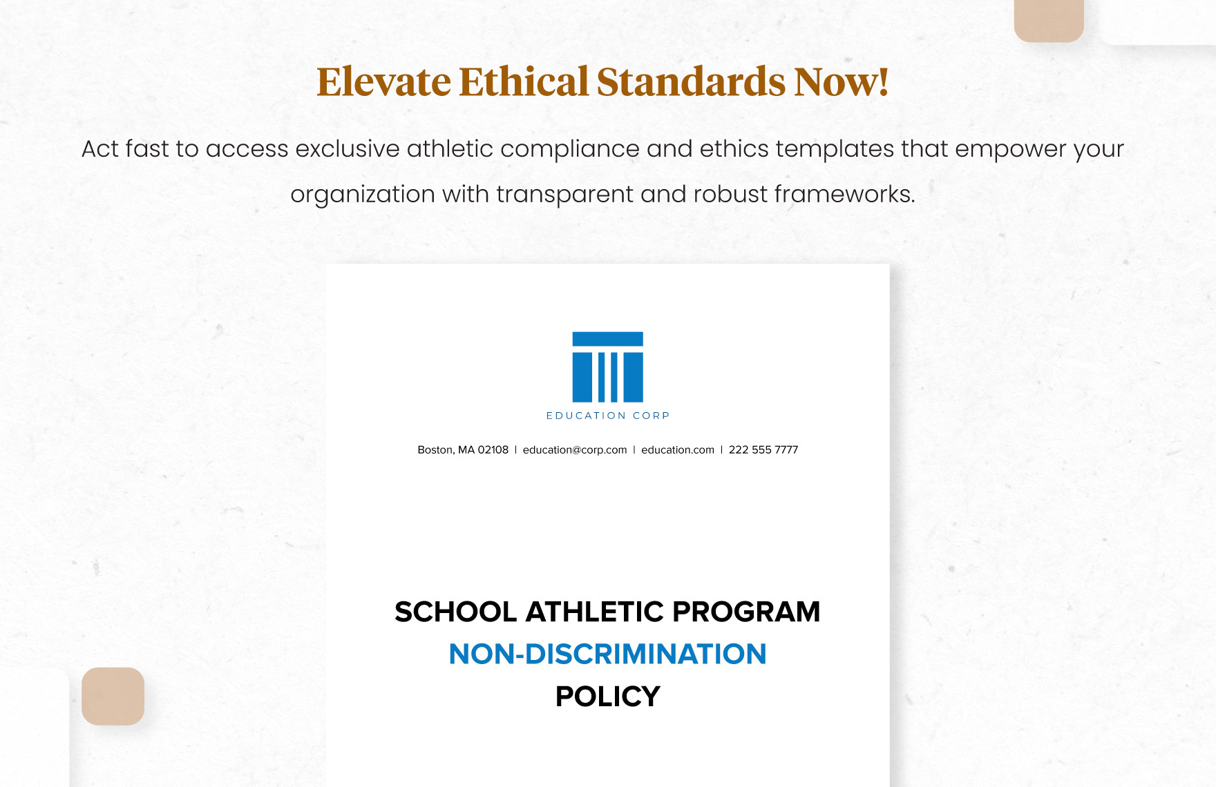 School Athletic Program Non-Discrimination Policy Template