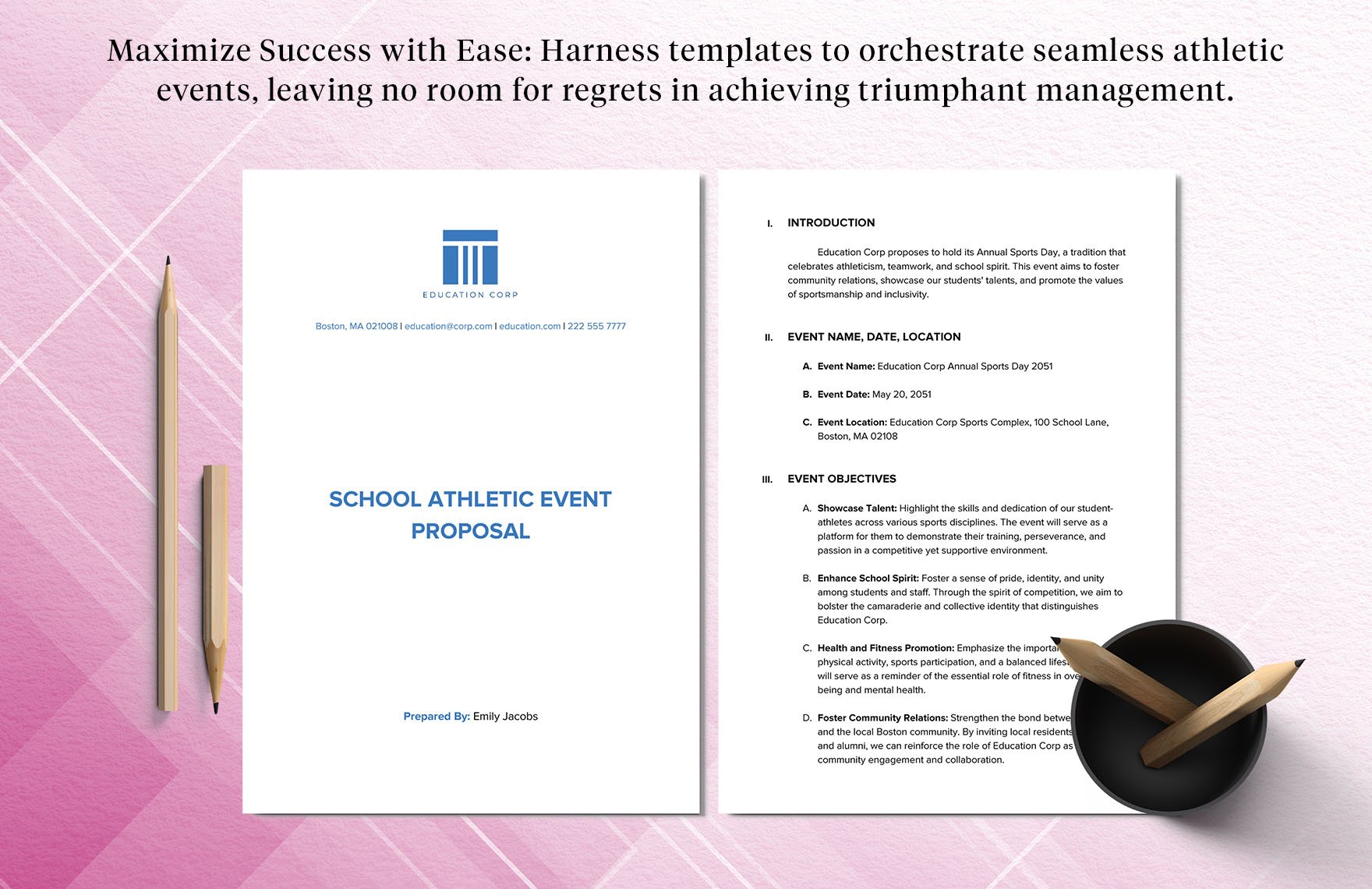 School Athletic Event Proposal Template