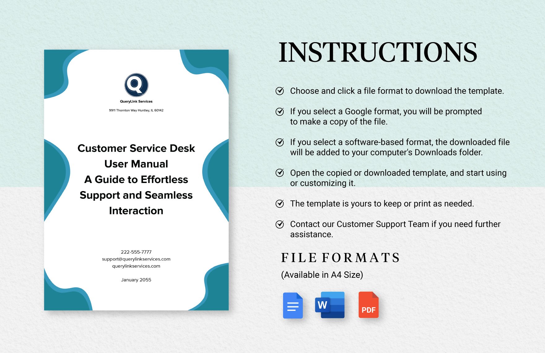 Customer Service Desk User Manual Template