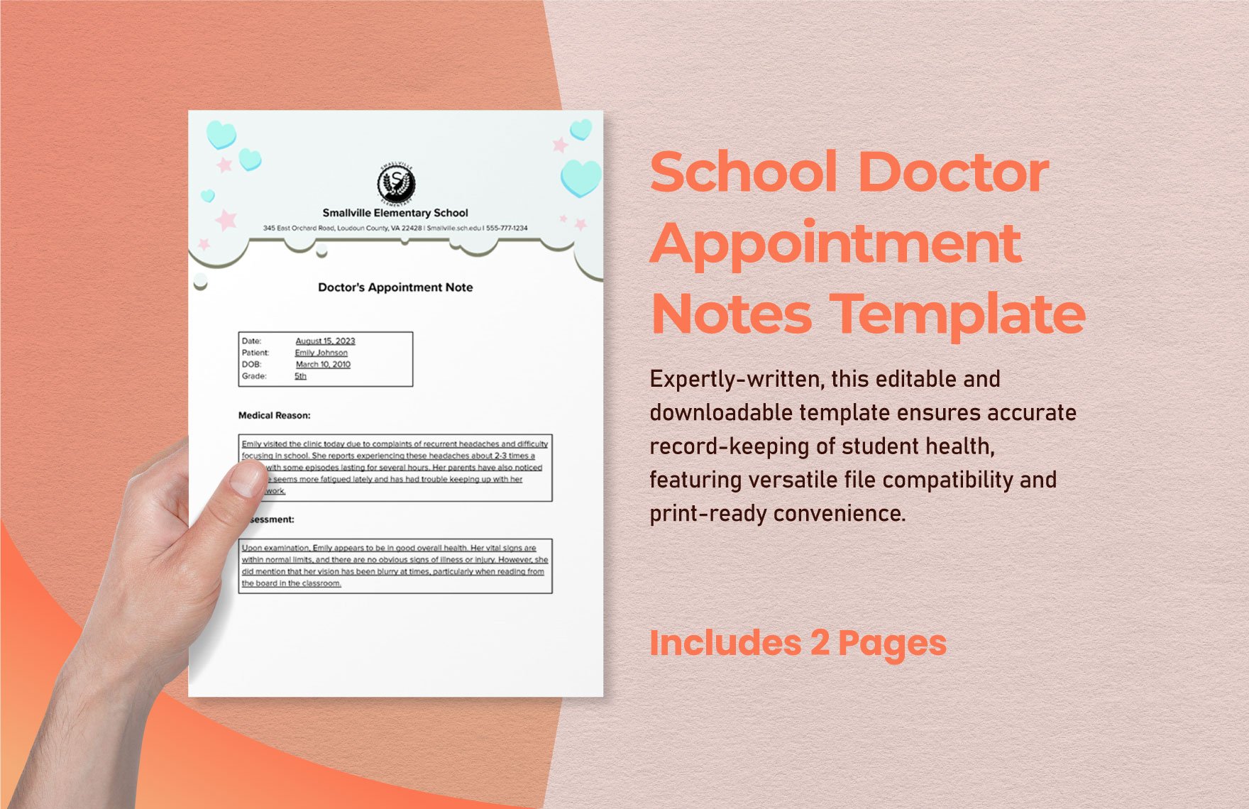 School Doctor Appointment Notes Template