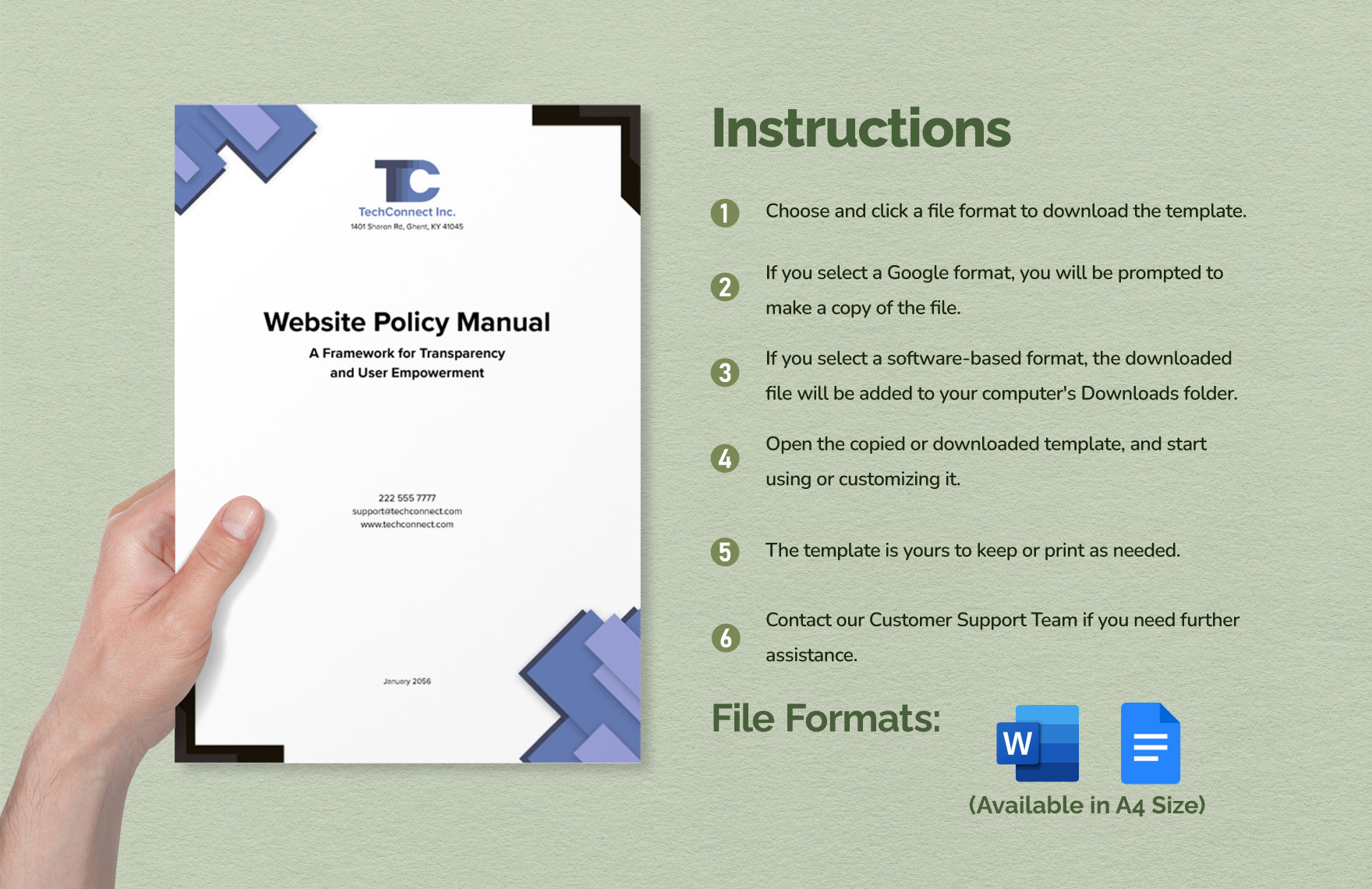Modern Website Policy Manual Template