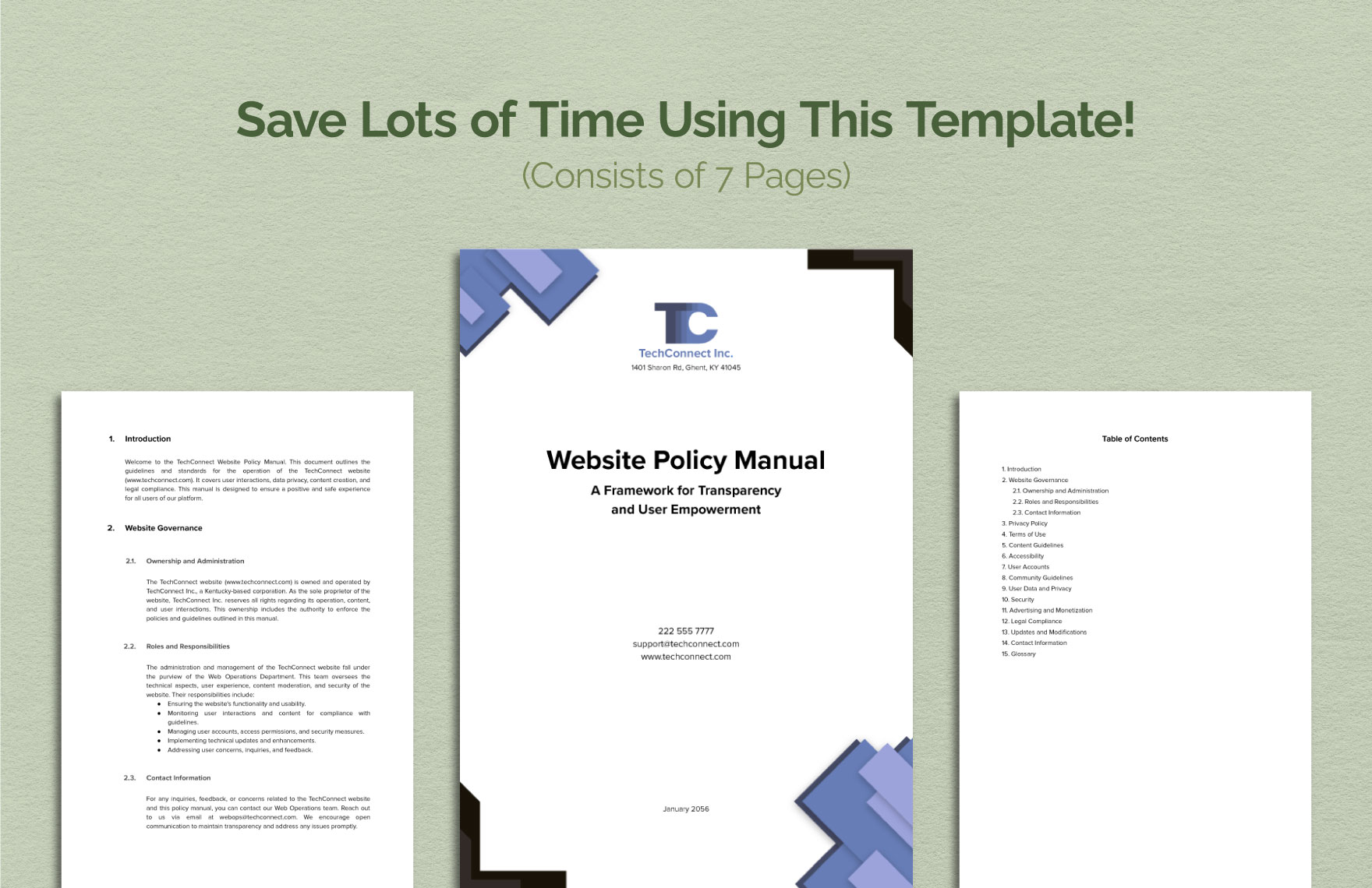 Modern Website Policy Manual Template