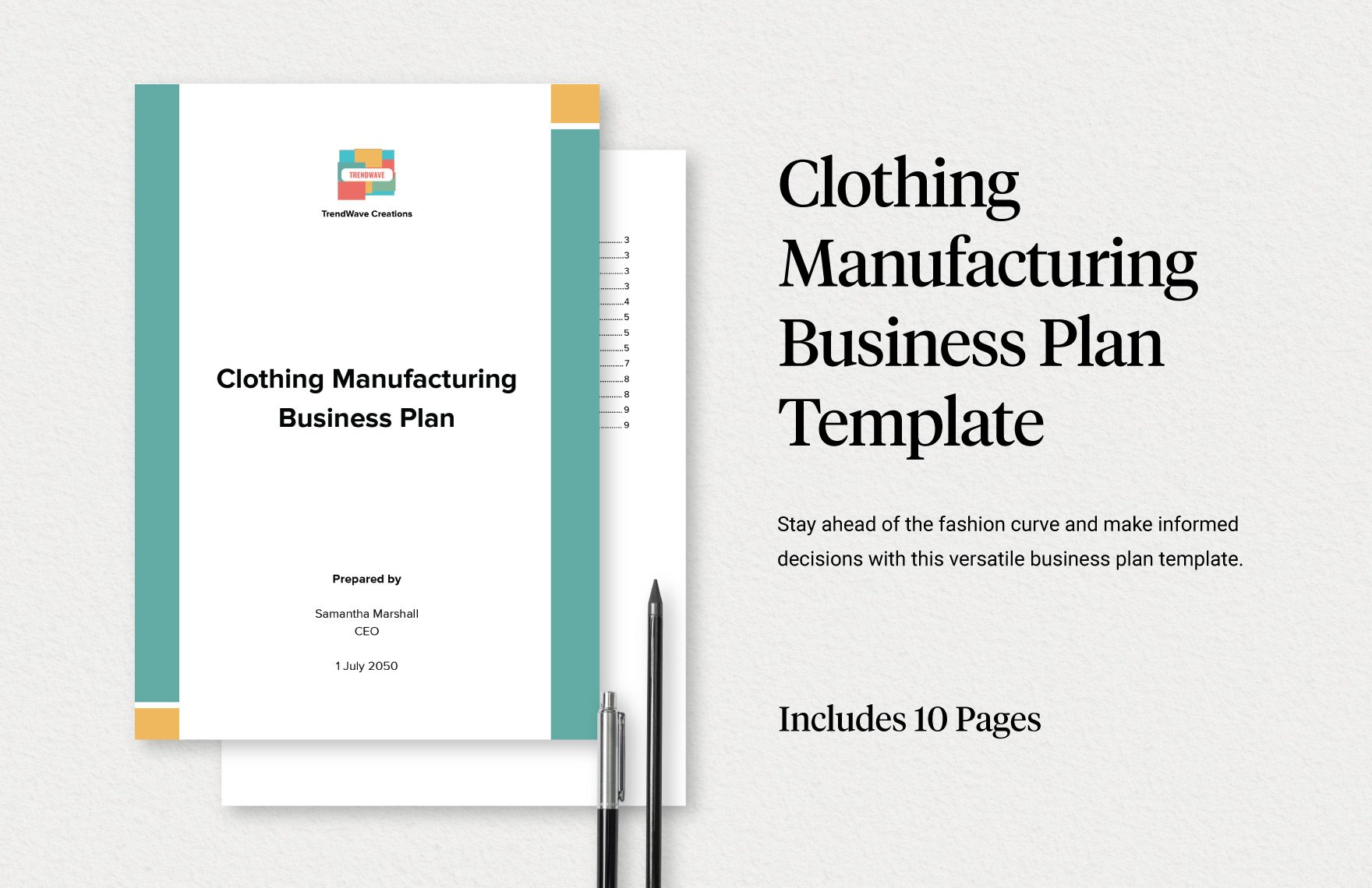Clothing Manufacturing Business Plan Template